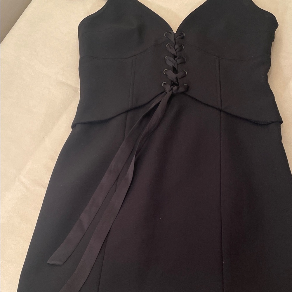 Cinq à Sept Black Lace-Up Mini Dress